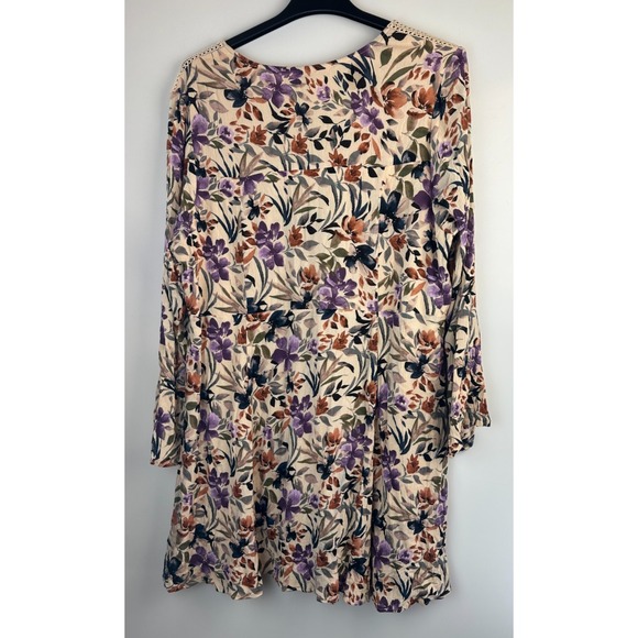 Torrid Mini Gauze Lace-Up Skater Dress Bell Sleeve Floral Plus Size 3 3X Boho - Picture 10 of 16